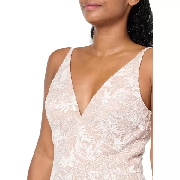 imageDress the Population Womens Elisa Sleeveless Plunge Neckline Fit and Flare Midi DressWhite
