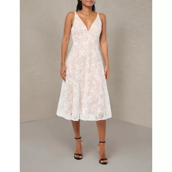 imageDress the Population Womens Elisa Sleeveless Plunge Neckline Fit and Flare Midi DressWhite