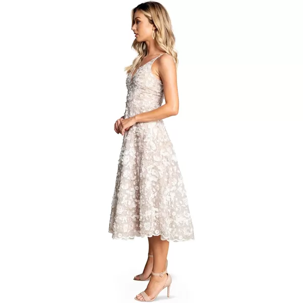 imageDress the Population Womens Elisa Sleeveless Plunge Neckline Fit and Flare Midi DressWhiteGold