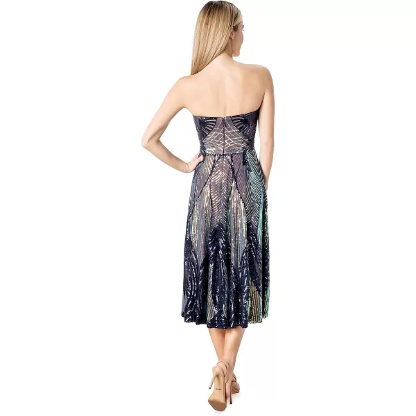 imageDress the Population Womens Ruby Fit and Flare Midi DressNavy Multi