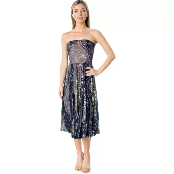 imageDress the Population Womens Ruby Fit and Flare Midi DressNavy Multi