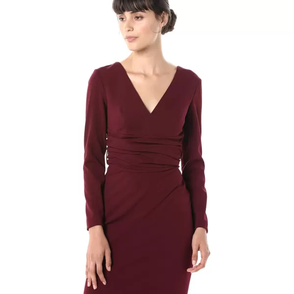 imageDress the Population Womens Drew Long Sleeve Stretch Short DressBurgundy
