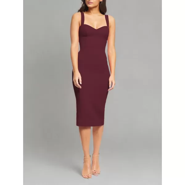 imageDress the Population Womens Nicole Sweetheart Neck Bodycon Midi DressBurgundy