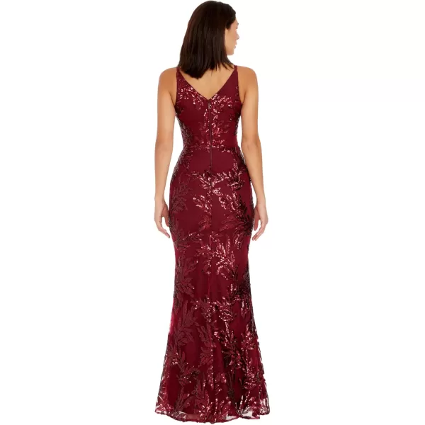 imageDress the Population Womens Sharon Sequin Maxi Mermaid VNeck Gown Burgundy XXLarge
