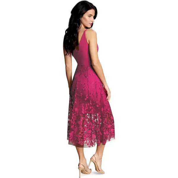 imageDress the Population Womens Darleen Sleeveless Plunging Neckline Fit and Flare Midi DressBright Fuchsia