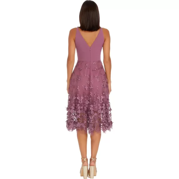 imageDress the Population Womens Darleen Sleeveless Plunging Neckline Fit and Flare Midi DressOrchid
