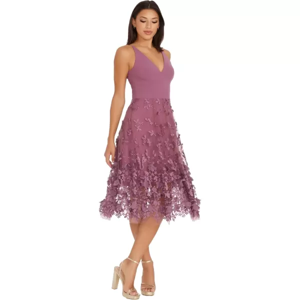 imageDress the Population Womens Darleen Sleeveless Plunging Neckline Fit and Flare Midi DressOrchid