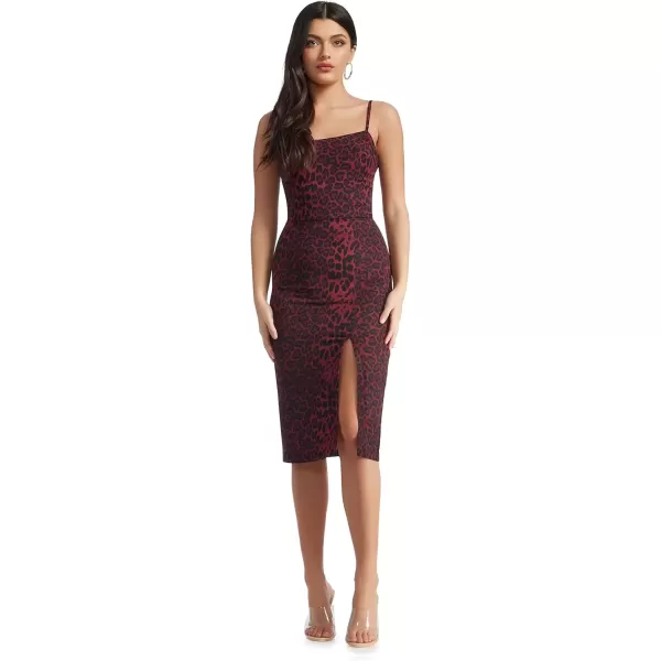 imageDress the Population Womens Shaireen Bodycon Midi DressBurgundy Multi