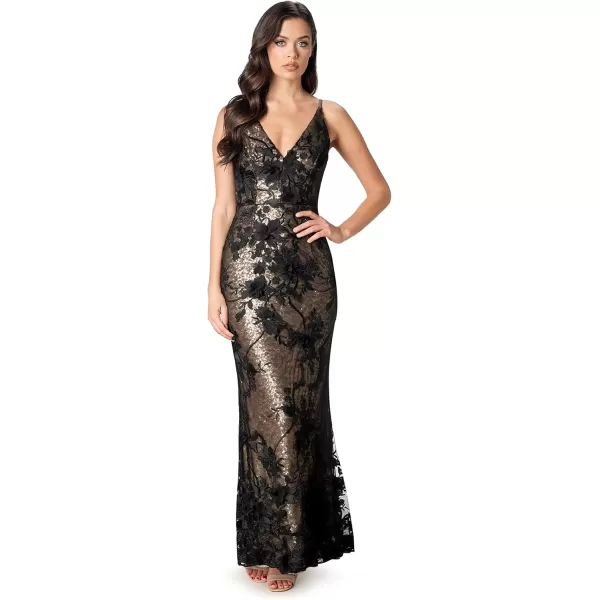 imageDress the Population Womens Sharon Bodycon Maxi DressBrushed Gold Multi