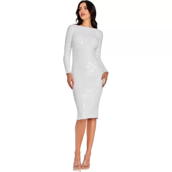 imageDress the Population Womens Emery Sequin KneeLength Bodycon Scoop Neck Dress White Multi XXLarge