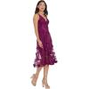 imageDress the Population Womens Audrey Spaghetti Strap Midi Aline 3D Floral DressDark Magenta