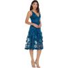 imageDress the Population Womens Audrey Spaghetti Strap Midi Aline 3D Floral DressPeacock Blue