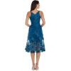 imageDress the Population Womens Audrey Spaghetti Strap Midi Aline 3D Floral DressPeacock Blue