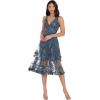 imageDress the Population Womens Audrey Spaghetti Strap Midi Aline 3D Floral DressSteel