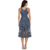 imageDress the Population Womens Audrey Spaghetti Strap Midi Aline 3D Floral DressSteel