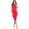 imageDress the Population Womens Eden High Neck Halter Bodycon Midi DressRouge