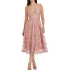 imageDress the Population Womens Tahani Plunge Neckline Fit and Flare Midi DressBlush