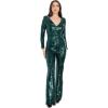 imageDress the Population Womens Carson Sequin Vneck JumpsuitDeep Emerald