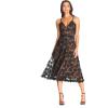 imageDress the Population Womens Tahani Plunge Neckline Fit and Flare Midi DressBlackNude
