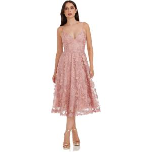 imageDress the Population Womens Tahani Plunge Neckline Fit and Flare Midi DressBlush