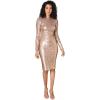 imageDress the Population Womens Emery Sequin KneeLength Bodycon Scoop Neck Dress Soft Gold Multi XXSmall