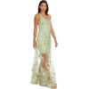 imageDress the Population Womens Embellished Plunging Gown Sleeveless Floral Long DressSage