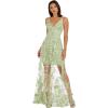 imageDress the Population Womens Embellished Plunging Gown Sleeveless Floral Long DressSage