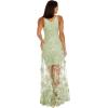 imageDress the Population Womens Embellished Plunging Gown Sleeveless Floral Long DressSage