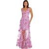 imageDress the Population Womens Embellished Plunging Gown Sleeveless Floral Long DressLavender