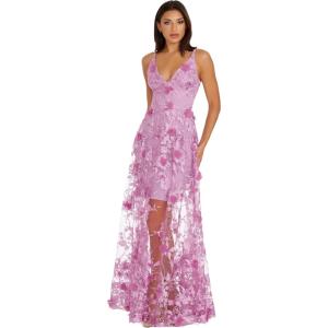 imageDress the Population Womens Embellished Plunging Gown Sleeveless Floral Long DressLavender