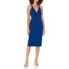 imageDress the Population Womens Lyla Plunging Sleeveless Fitted Midi Sheath DressCobalt