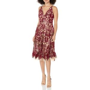 imageDress the Population Womens Blair Plunging Fit and Flare Midi DressEmeraldNude