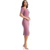 imageDress the Population Womens Ruth Short Puff Sleeves Asymmetrical Neckline Bodycon Midi DressOrchid