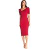 imageDress the Population Womens Ruth Short Puff Sleeves Asymmetrical Neckline Bodycon Midi DressGarnet