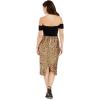 imageDress the Population Womens Black Sequined Zippered Bodice Boning Slit Back Short Sleeve Off Shoulder Midi Evening Body Con Dress S