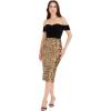 imageDress the Population Womens Black Sequined Zippered Bodice Boning Slit Back Short Sleeve Off Shoulder Midi Evening Body Con Dress S