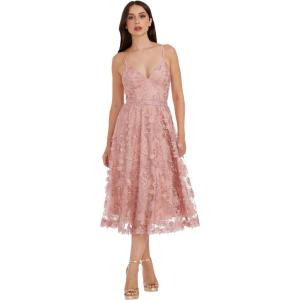 imageDress the Population Womens Tahani Plunge Neckline Fit and Flare Midi DressDressBlush