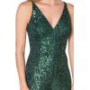 imageDress the Population Womens Charlie Plunging Sequin Sleeveless JumpsuitDark Pine Multi