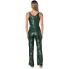 imageDress the Population Womens Charlie Plunging Sequin Sleeveless JumpsuitDark Pine Multi