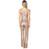 imageDress the Population Womens Charlie Plunging Sequin Sleeveless JumpsuitSoft Gold Multi