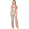 imageDress the Population Womens Charlie Plunging Sequin Sleeveless JumpsuitSoft Gold Multi