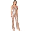 imageDress the Population Womens Charlie Plunging Sequin Sleeveless JumpsuitSoft Gold Multi
