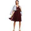 imageDress the Population Womens Corey Plunging Mix Media Cap Sleeve Aline Midi DressBurgundy
