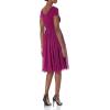 imageDress the Population Womens Corey Plunging Mix Media Cap Sleeve Aline Midi DressDark Magenta