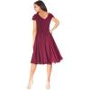 imageDress the Population Womens Corey Plunging Mix Media Cap Sleeve Aline Midi DressDark Magenta