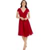 imageDress the Population Womens Corey Plunging Mix Media Cap Sleeve Aline Midi DressGarnet