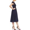 imageDress the Population Womens Corey Plunging Mix Media Cap Sleeve Aline Midi DressMidnight