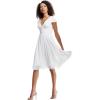 imageDress the Population Womens Corey Plunging Mix Media Cap Sleeve Aline Midi DressOff White  Corey