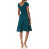 imageDress the Population Womens Corey Plunging Mix Media Cap Sleeve Aline Midi DressPine