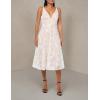 imageDress the Population Womens Elisa Sleeveless Plunge Neckline Fit and Flare Midi DressWhite